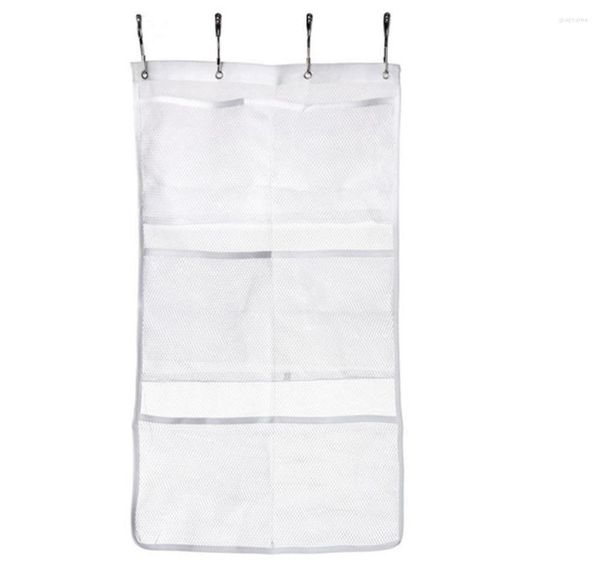 Badezubehör Set Haken Aufbewahrung Hanging Mesh Pocket 6 Badewanne Caddy Bad Bag Bag Organizer Duschprodukte Teppiche nicht Slip