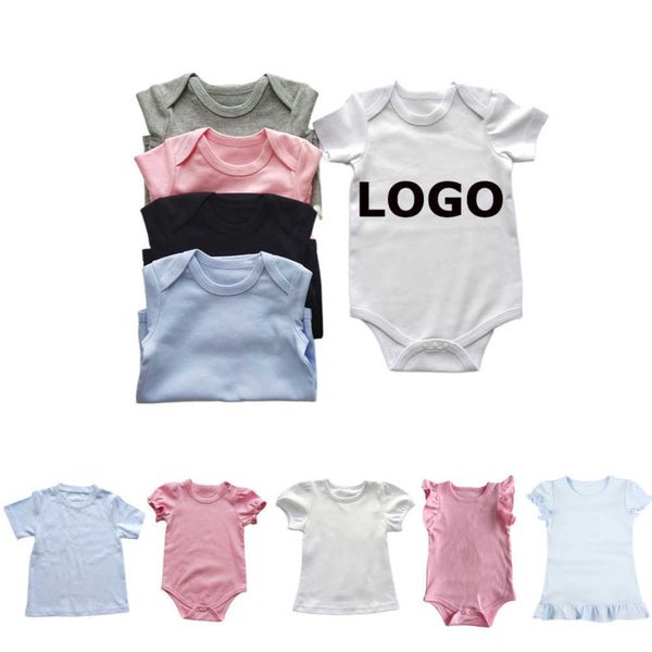 Set di abbigliamento per bambini personalizzati 100% pettinati di cotone pagliaccetto biologico Rompers Summer White Wolesale Abiti