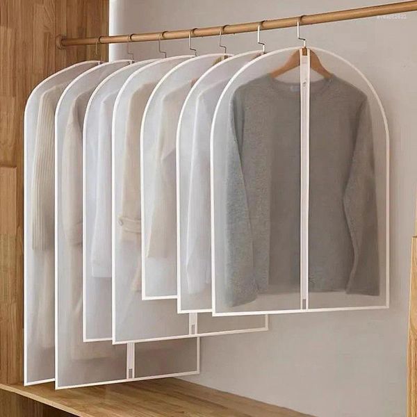 Aufbewahrungsboxen 5pcs Hängende Bekleidungsbeutel transparente Garderobe Kleidung Schutzstaub Cover Mann Frauen Anzug Mantelkleid