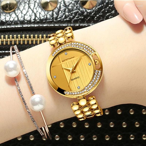 Armbanduhr Crrju Frauen Uhren Top Armband Armband Watch Women Creative Fashion Diamond Ladies Golduhr