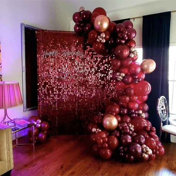 Altre forniture per feste di eventi 128 pezzi Burgundy Balloon Arch Garland Kit Chrome Metallic Gold for Wedding Holiday Baby Shower Engagement Decoration 230814