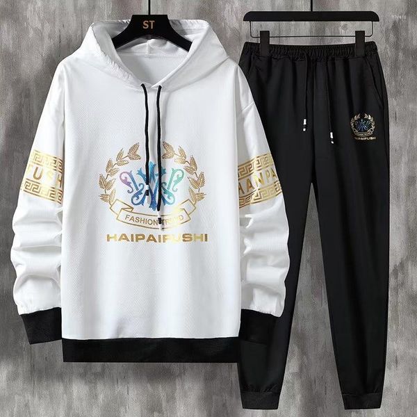 Men's Tracksuits 3D Men Suje Korean High Street Teenager Casual Top Tracksuit Spring e Autumn 2023 Selto de calças de duas peças Conjunto de duas peças