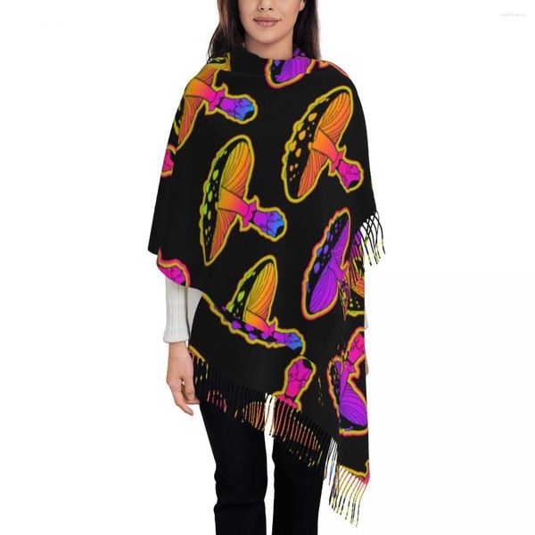 Schals Winterschal Frauen dünne warme Schalpilze Pilze Farben Quasten Lady Decke Echarpe Bufanda Hijab