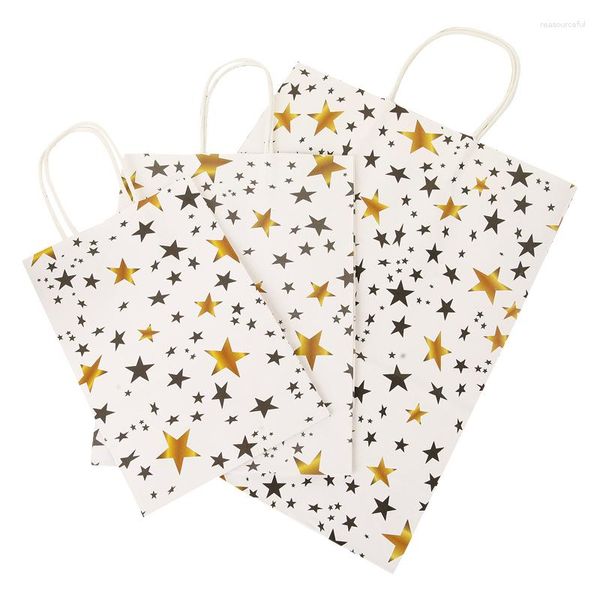 Wrap regalo 10pcs 25x18cm Bag Fashion Creative Mini Stars Dot Printing con maniglie Fedeli per feste di compleanno DECO