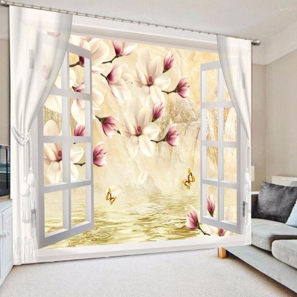 Vorhang Top Classic 3D European Style Blackout Vorhänge für Schlafzimmer Blumen Wohnzimmer