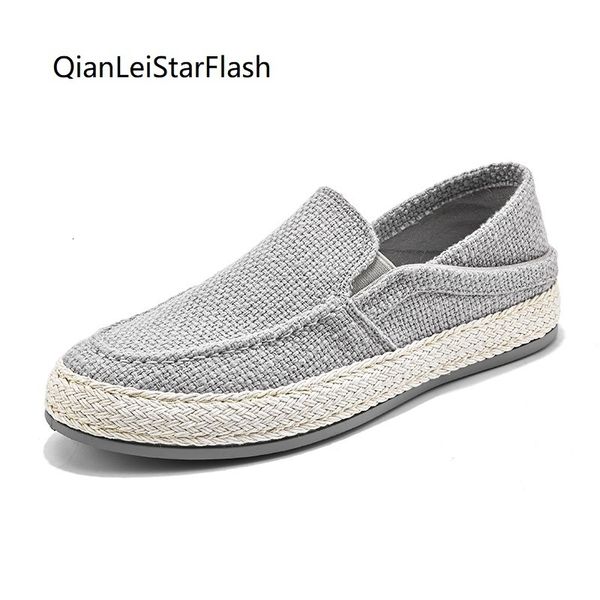 Kleid Schuhe Luxus Männer Loafer Leinen Atmungsaktive Sommer Herren Espadrilles Casual Wohnungen Leinwand Fischer Fahren Schuhe Mokassins 230814