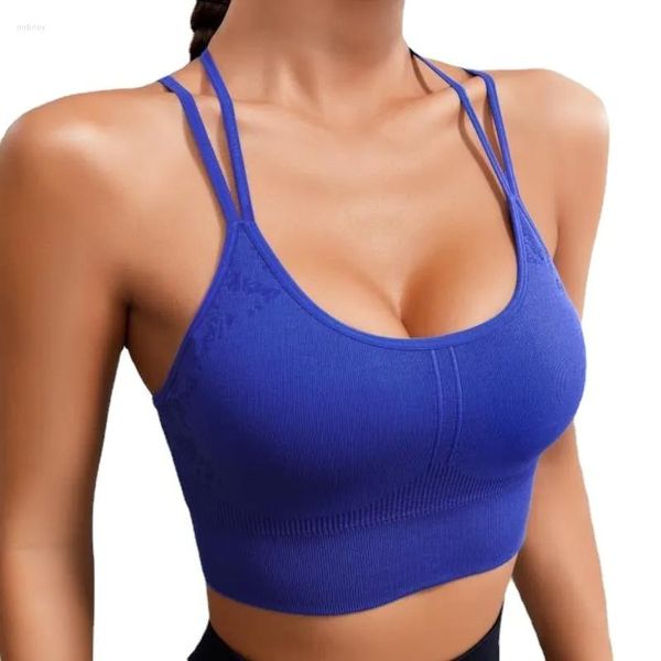 2023New Yoga Outfit Outfit Seamless Sexy Sports Sports Top Active Active Active Active Outfits Multi Strappy Rimovibile Geste da pad