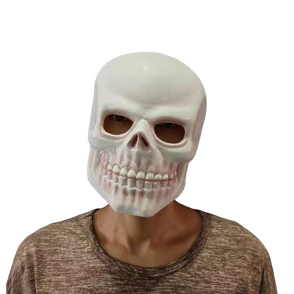 Partymasken kreatives schreckliches Cosplay gruseliger weißer Kopfknochen Schädel Skelett gruselige lustige Halloween Mask Vollgesicht Helm Party Kostüm Requisiten 230812