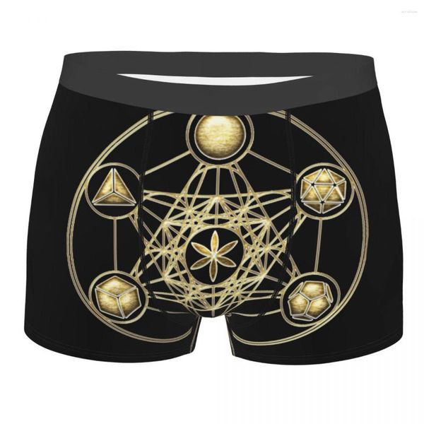 Underpants Neuheit Boxer Shorts Höschen Platonische Feststoffe Metatrons Cube Blume of Life Unterwäsche Mitte Taille für Homme S-XXL