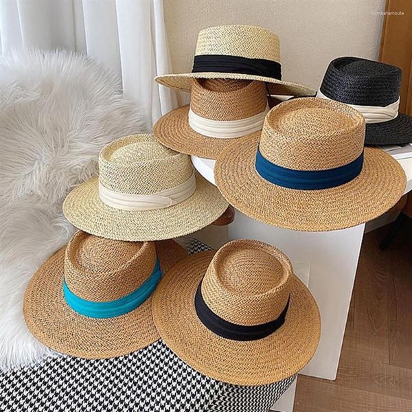 Berets Stroh Strandhut für Frauen Mann 2023 Fashion Casual Panama Fedora Wide Rand Atmable Sun Hut können fallen lassen