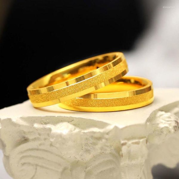 Clusterringe reine Kopie Real 18K Gelbgold 999 24k einfach modische einfache gefrostete Ring für männliche und weibliche Liebhaber, den nie Schmuck verblassen