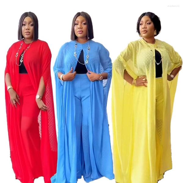 Pontas de duas peças femininas fábrica de venda direta conjuntos de tamanho deslizante vestidos africanos de origem pequena jacquard chiffon Fabric