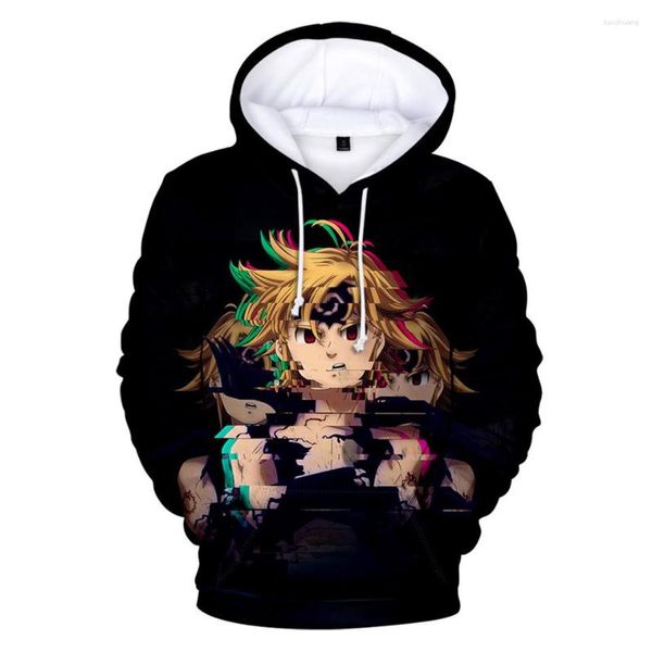 Herren Hoodies Die sieben tödlichen Sünden 3d Männer Pullover Frauen Meliodas Sünde des Zorns Langarm Kapuze -Sweatshirts Harajuku Streetwear