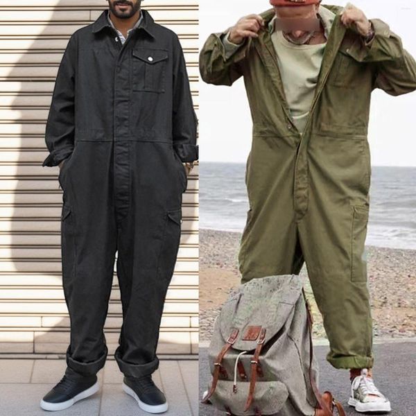 Herren Traursuits 2023 Frühling Jumpsuit Overall Weitbein lose Frachthosen Vintage Mode lässig Khaki Männliche japanische Retro -Kleidung