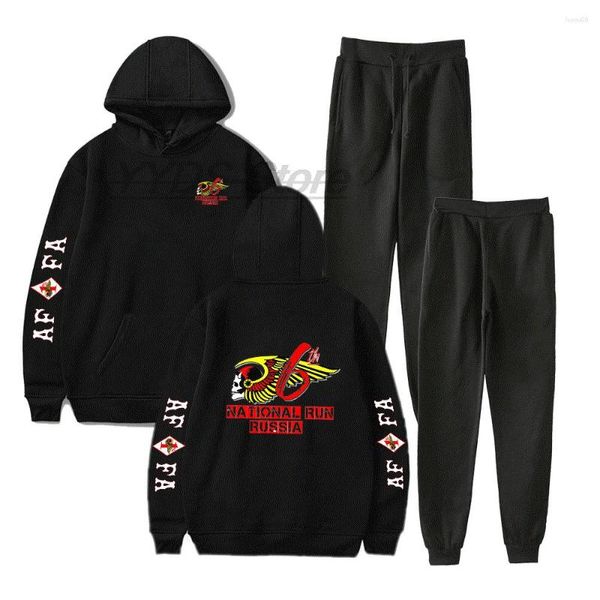 Erkek Trailsits Moda Ulusal Koşusu Rusya Angel Hoodie Suit İki Parça Set Motosiklet Sıradan Pullover Hip Hop Pantolon Erkek/Kadın Giysileri