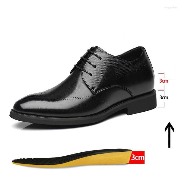 Elevador de sapatos de vestido 8 cm de 6cm com salto altura Brogue Homem Wedding Wedding