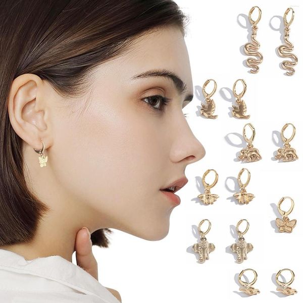 Brincos de argola 13 PCs 7 Estilo Meninas de garotas Stud Golden Ring Animal Cartilage Conjunto de acessórios Pendientes