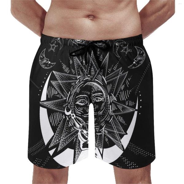 Herren Shorts Vintage Symbol Board Sommer Mystic Sun Print Freizeitbeschäftigung Kurzhose Männer Surfen schnell Trocknen Design Schwimmstämme