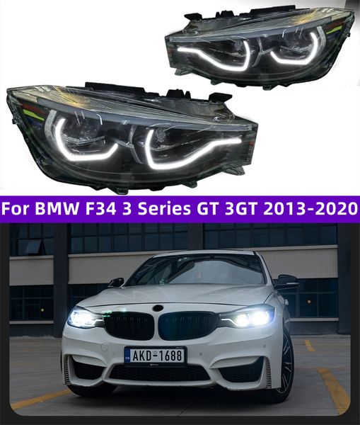 Estilo de carro para BMW F34 Série 3 20 13-20 20 GT 3GT LED Angel Eye Farol DRL Hid Head Lamp Bi Xenon Beam Faróis