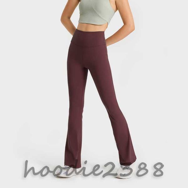 Red escuro com outras cores Lulus Designer Yoga Bell Pants Factory original com cintura elevada de alto elevador elástico Running fitness esportes calças casuais de pé largo