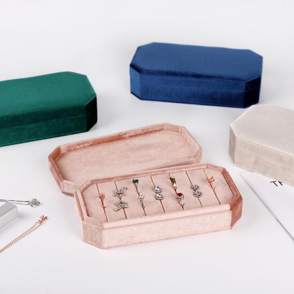 Bolsas de jóias Caixa de veludo de luxo Mini Ring Bandejador de armazenamento de armazenamento portátil Presente de caixa organizador para mulheres meninas