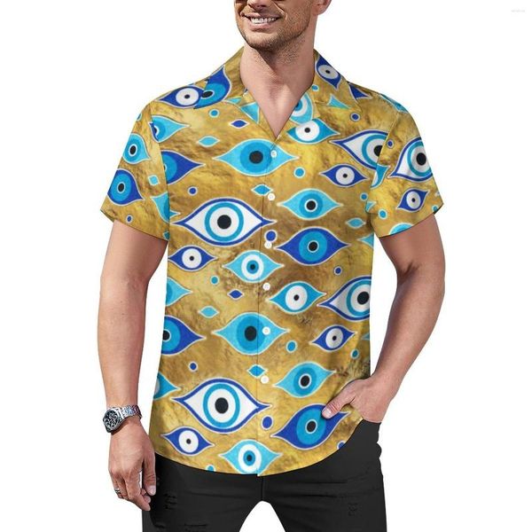 Camisas casuais masculinas Matiasma Maly Eye Camiseta Grega Amuleta Férias