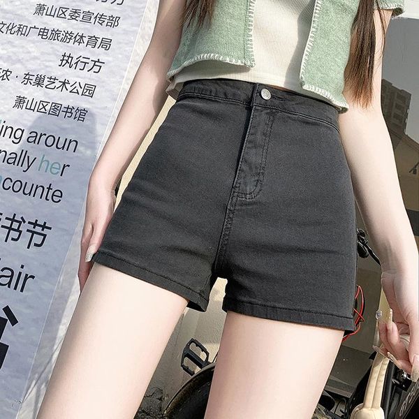 Frauen Jeans 2023 Denim Shorts Sommer schwarze lässige sexy babes enge hohe Taille zeigen dünne Hüften A-Line-Stretchhosen