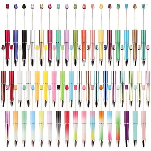 Großhandel 50pcs Ballpoint Stift DIY Perlen Plastik Plastik School Office Schreiben Vorräte Schreibzeiten Hochzeitsgeschenk