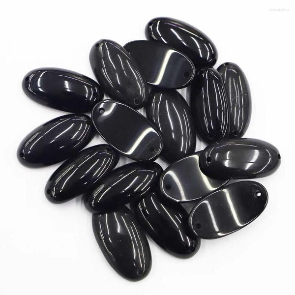 Подвесные ожерелья Quality Natural Black Obsidian Stone Bracelet Bracelet Countrace Charms Diy Мода изготовление ювелирных аксессуаров Оптовые 6 шт.