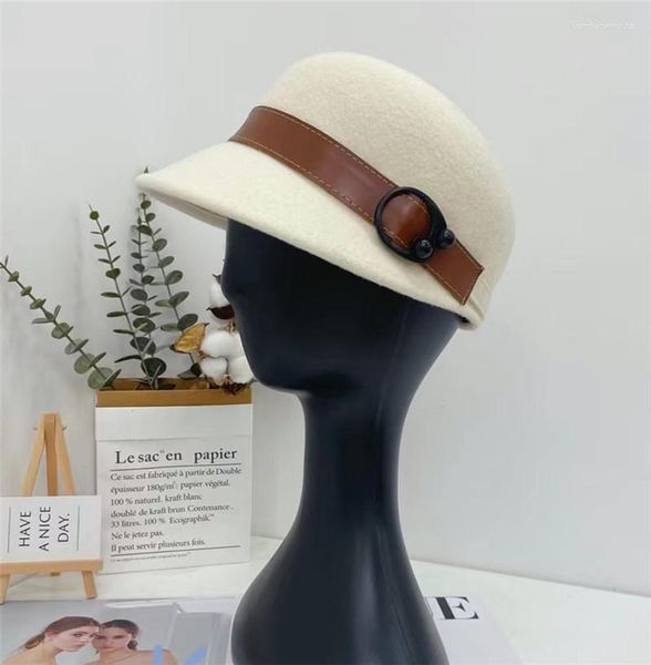 BERETS 202308-xl inverno giappone lana in feltro per puttana in metallo rotonda con cappuccio equestre cappello da uomo da donna con cappello da donna ottagonali.