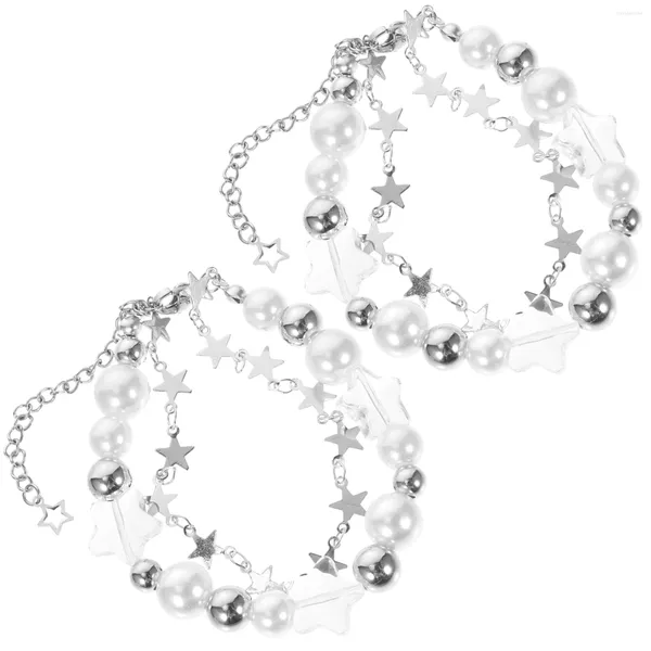 Braccialetti di fascino 2pcs metallo perline per perline stella braccialetto a catena a catena da bracciale per donne
