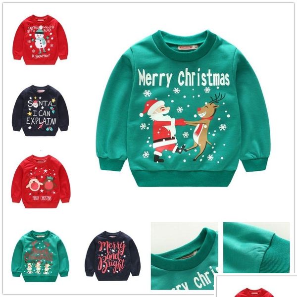 Felpe con cappuccio per bambini bambini bambini vestiti costumi natalizi in cotone t-shirt maglione per maglioni jumpers blusa plover jersey dhack