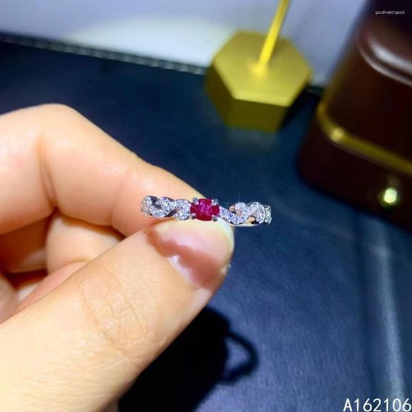 Кластерные кольца 925 Чистый серебряный китайский стиль натуральный робийский женский классический модный простые овальные регулируемые кольцо драгоценного камня.