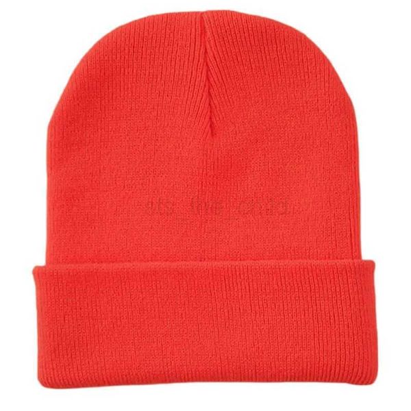 Mütze/Schädelkappen helle massive acrylgestrickte Hüte Frauen Winterschule einfache Mütze braun schwarz neon gelbgrün orange