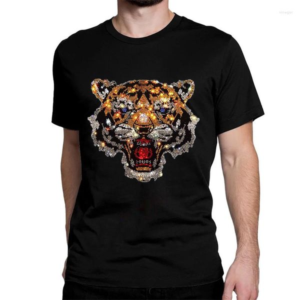 Erkek Tişörtleri Moda Kırışıklık Karşıtı T-Shirt Sondaj Süper 3D Tiger Desen Markası 4 Renk Kısa Kollu Erkekler Tees 2023