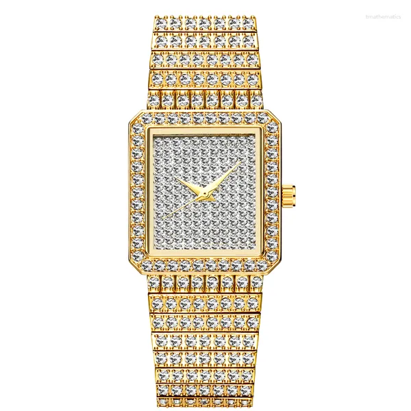 Principais relógios de pulso Diamond Square Women Women Gold Silver Luxury Ladies Dress Quartz casual casual casal dames horloges