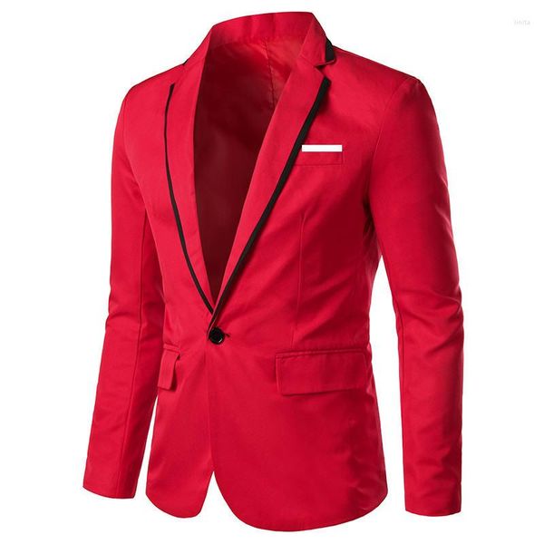 Ternos masculinos Spring Autumn Men Spliced ​​Suites Jaqueta Preto / Red Fashion Business Casamento Social Fest Slim Dress Blazer Homme