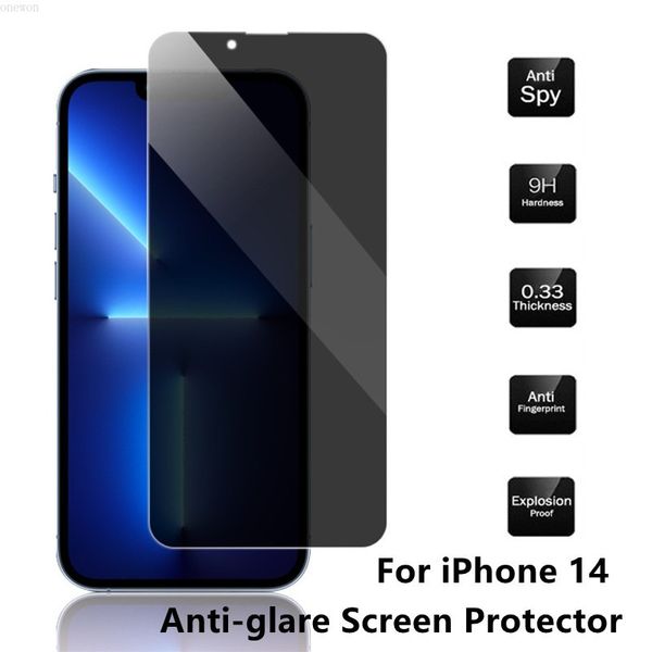 Protetor de tela anti-espionagem para iPhone 15 14 13 12 Pro Max Mini X XR XS MAX 6 8 7 Plus Vidro de privacidade total