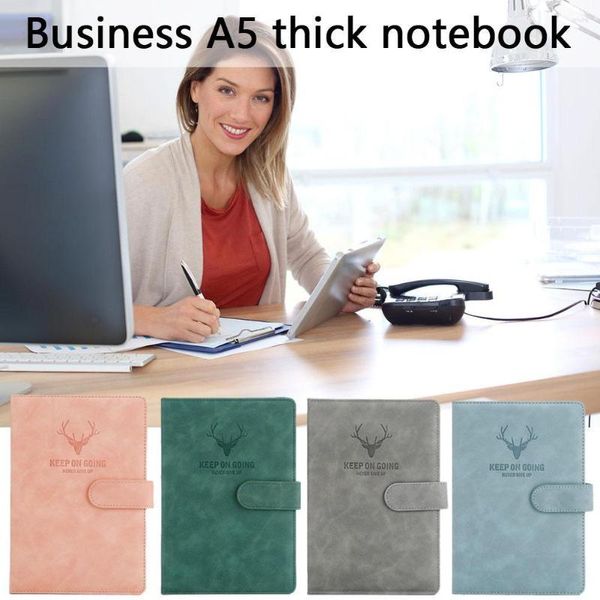 Notebook Copertura in pelle spessa cervo durevole un anno 80 g di forniture di diario aziendale Notepad Ufficio scolastico W5F0