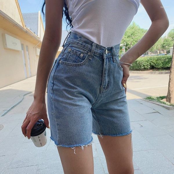 Frauen Jeans hohe Taille schlanke Denim-Shorts Bermuda Frau Mode Quasten enge Fünf-Punkte-Wäsche sexy weibliche Sommer