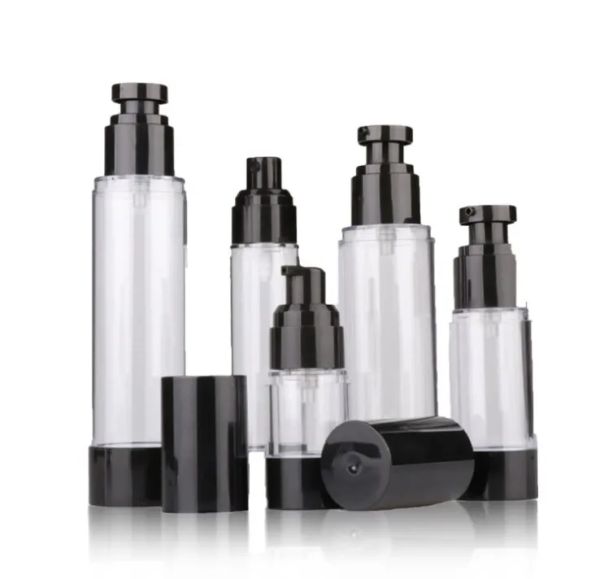 Großhandel 15 ml 30 ml 50 ml 80 ml 100 ml 120 ml leere schwarze luftlose Pumpenspender Flasche nachfüllbar Lotion Cream Vacuum Spray Atomizer LL LL