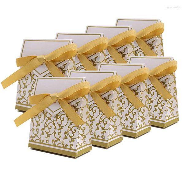 Presente Wrap Wedding Favor Box Chocolate Candy com fitas de aniversário Caixas de presentes de Natal Pacote de decoração de chá de bebê
