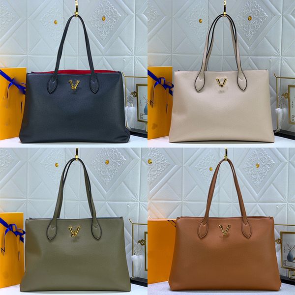 Блокировка тота для сумки роскошная женская сумка для покупок дизайнерская дизайнерская сумочка металлическая V-блока и ключевые сумки на плече большой емкость сумочка 42 см