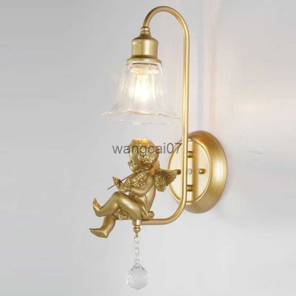 Wandlampen Nordic Creative Retro LED Engel Wandlampe Schlafzimmer Nachtlampe Wohnzimmer Gangkorridor Lampe französische Style Cottage Wandlampe HKD230814