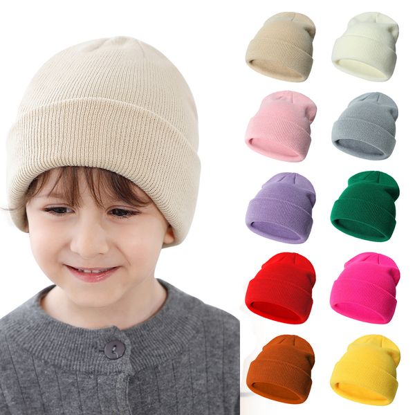 Beanie a maglia per il cappello da caldo invernale neonato ragazzo ragazzo all'uncinetto Solido teschi di cofano infantile cappello turbante fratelli sorelle a maglia cappello