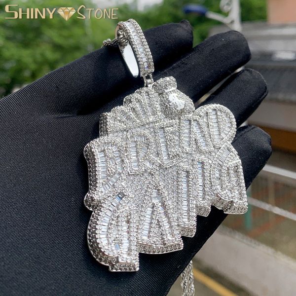 Ciondolo di ganna del pane alla moda Collana per uomini Bling Micro Pave 5A CZ Cubic Zirconia Bag di denaro a ciondolo ghiacciato hip hop gioielli 230814