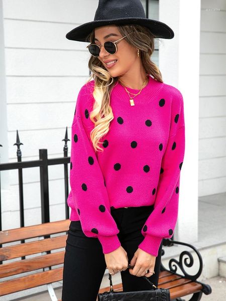 Maglioni femminili fitshinling polka dot maglione vintage abiti invernali donne 2023 maglieria maglieria top sottili