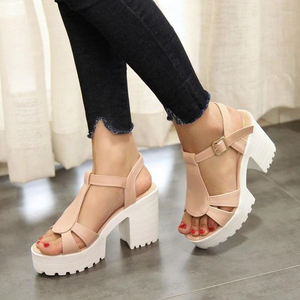 Platform Ladies Summer Big 10 11-15 Sandals Domande Donne Scarpe Woman Fish Mouth T Buckle Water Tight Stand 52 22