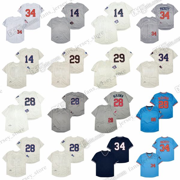 1987 Kirby Puckett Maglie da baseball vintage 29 Rod Carew 3 Harmon Killebrew 28 Bert Blyleven 14 Kent Hrbek Maglia cucita