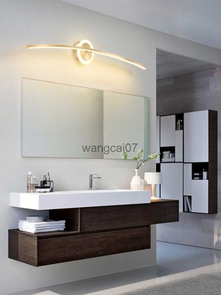 Duvar lambaları Ayna Far Işık Lüks Minimalist Altın Hat Banyo Tuvalet LED Işık Basit Modern Dresser Dolgu Işığı HKD230814
